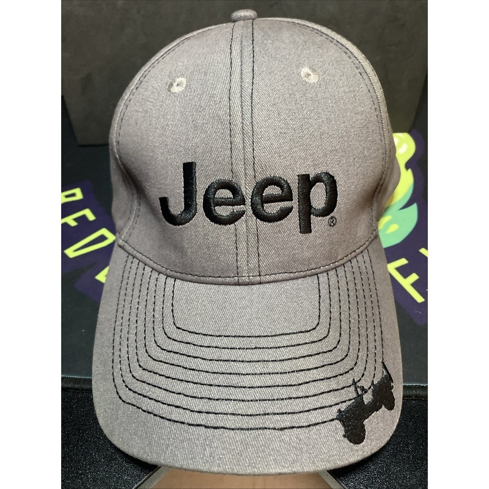 Jeep Logo Adjustable Baseball Cap Hat Gray Embroidered Mopar RAM Dodge E3